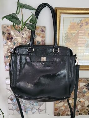kate spade Black Patent Leather Satchel with Removable Strap